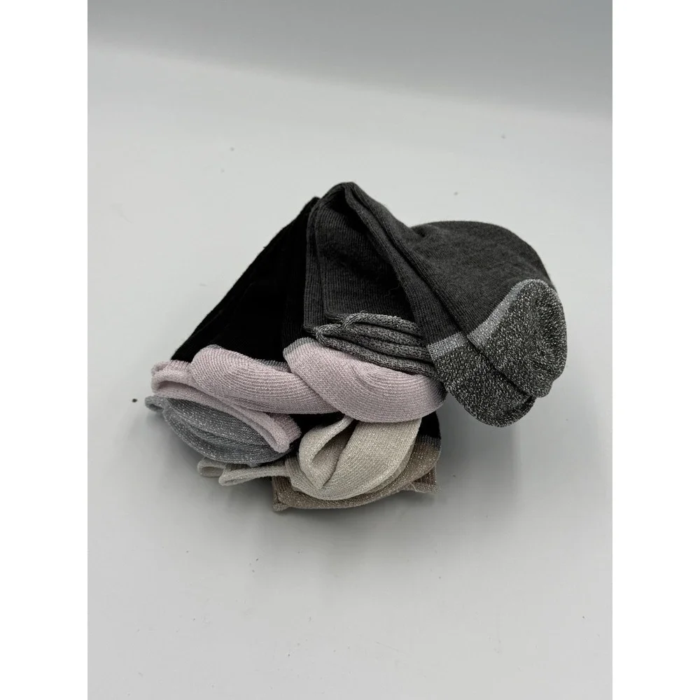 Lemon Women's Sparkly Quarter Socks Gray Assortment One Size 5 Pack / Pairs NWT